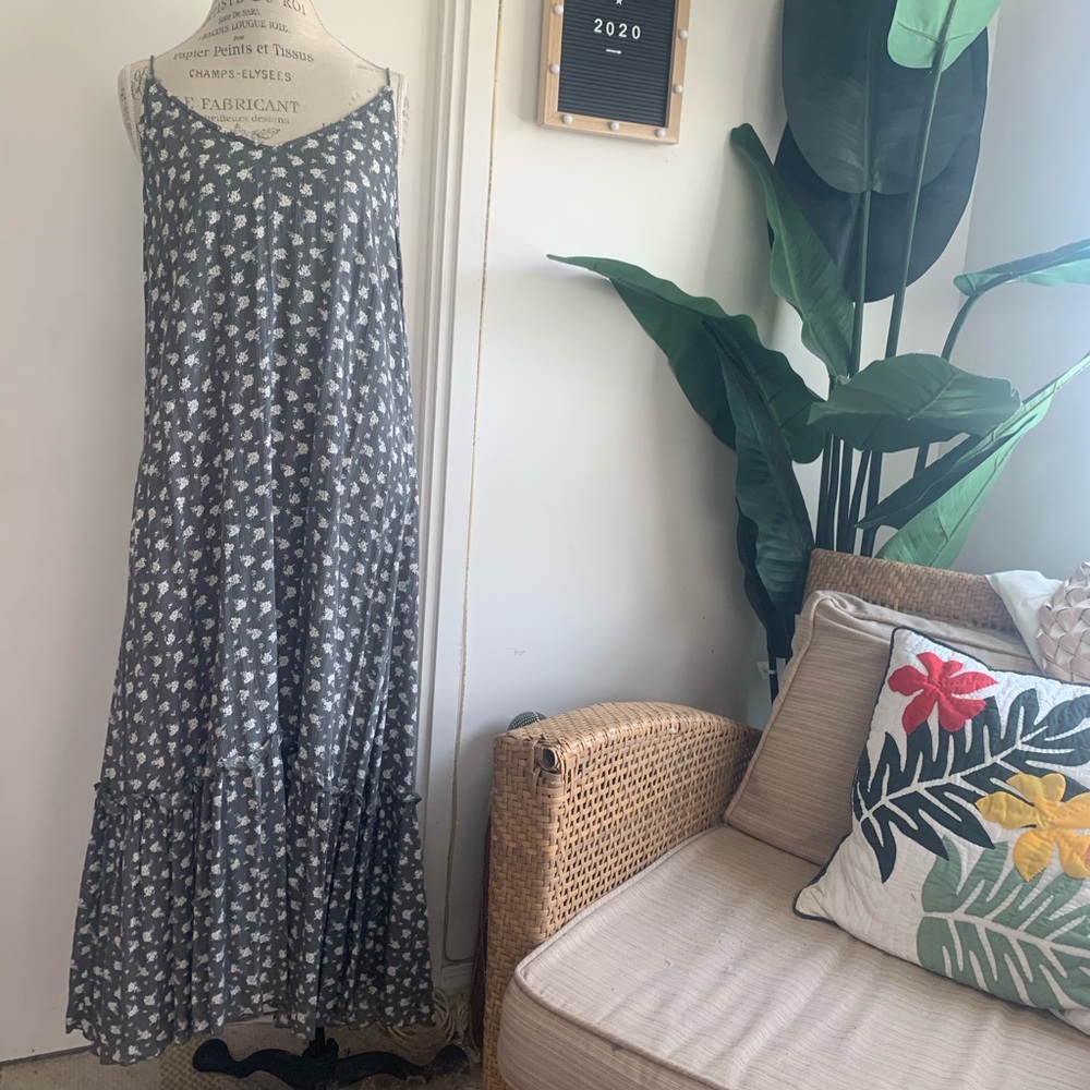 Mahina Hawaii Floral Summer Dress w Thin Straps